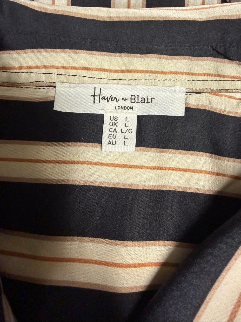 Classic Black and Cream Vertical Stripe Button-Down Blouse - Picture 4 of 5